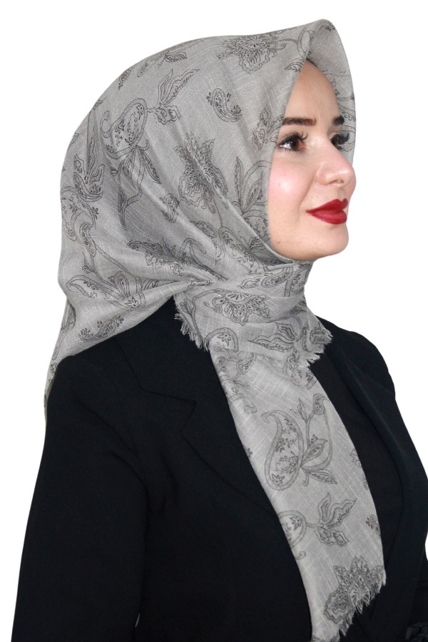 Pamuk Keten Flamlı Eşarp 1037-15