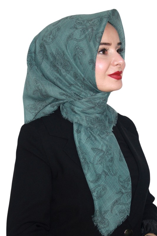 Pamuk Keten Flamlı Eşarp 1037-11