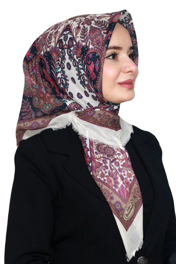 Pamuk Keten Flamlı Eşarp 1040-7