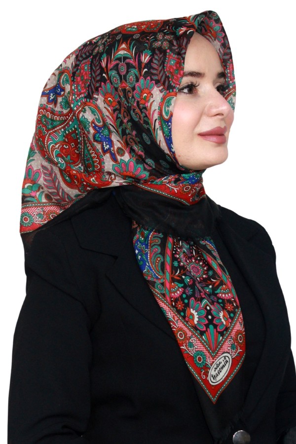 Pamuk Keten Flamlı Eşarp 1040-8