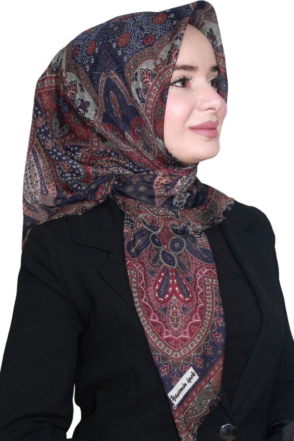 Pamuk Keten Flamlı Eşarp 1042-2