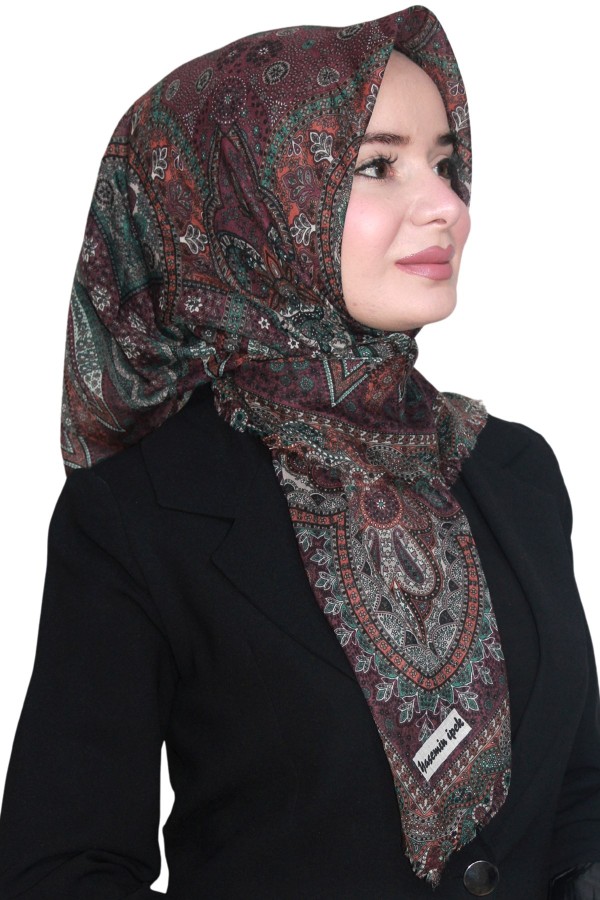 Pamuk Keten Flamlı Eşarp 1042-35