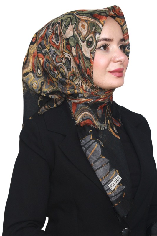Pamuk Keten Flamlı Eşarp 1044-5