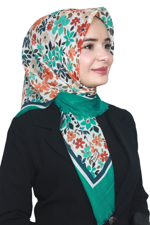 Pamuk Keten Flamlı Eşarp 1018-8