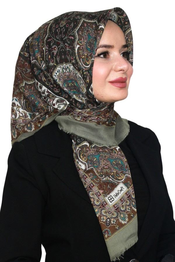 Pamuk Keten Flamlı Eşarp 1046-10