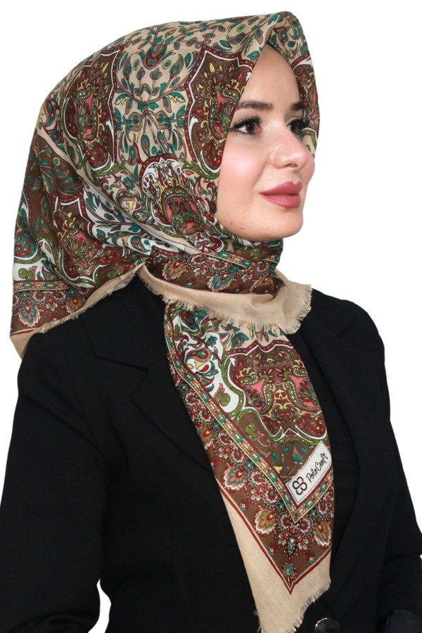 Pamuk Keten Flamlı Eşarp 1046-5