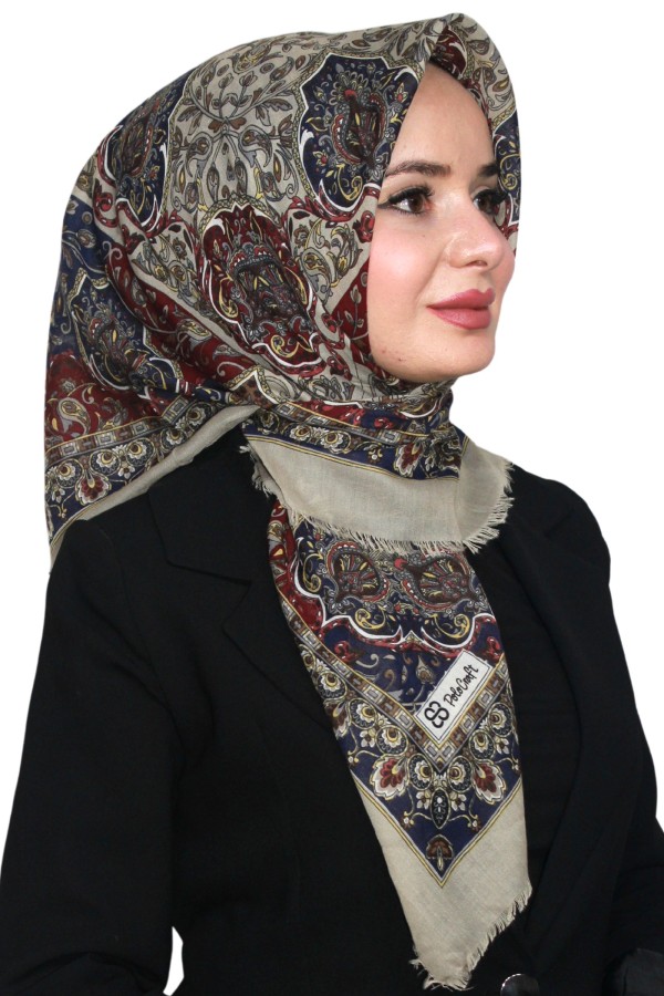 Pamuk Keten Flamlı Eşarp 1046-6
