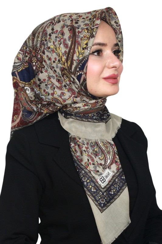 Pamuk Keten Flamlı Eşarp 1047-3