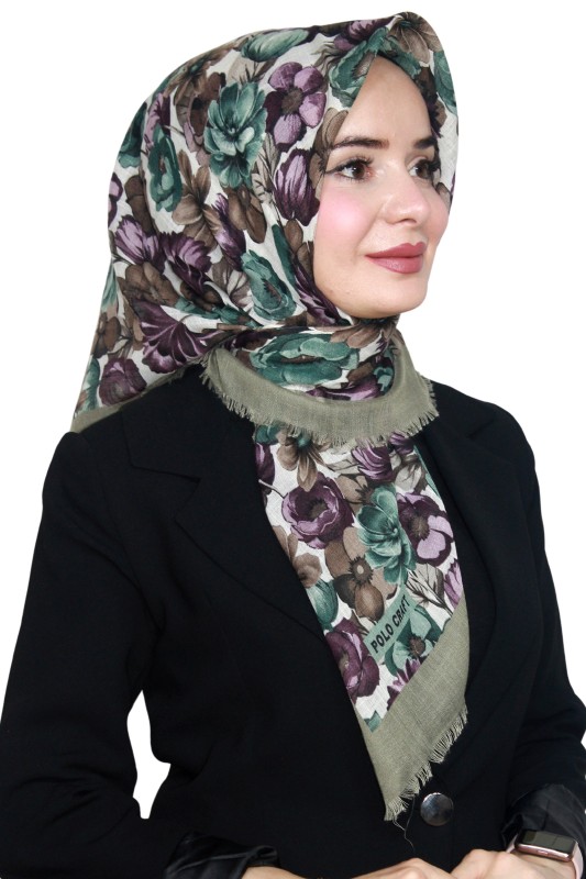 Pamuk Keten Flamlı Eşarp 1021-9